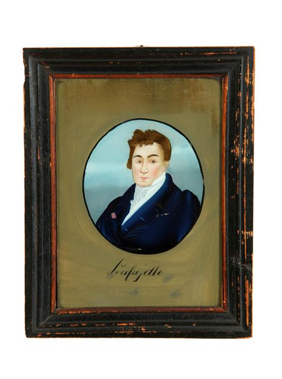 Appraisal: REVERSE GLASS PAINTING OFTHE MARQUIS DE LAFAYETTE Germany nd half-