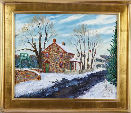 Appraisal: River Road Lumberville Bucks County Pennsylvania oil on canvas winter