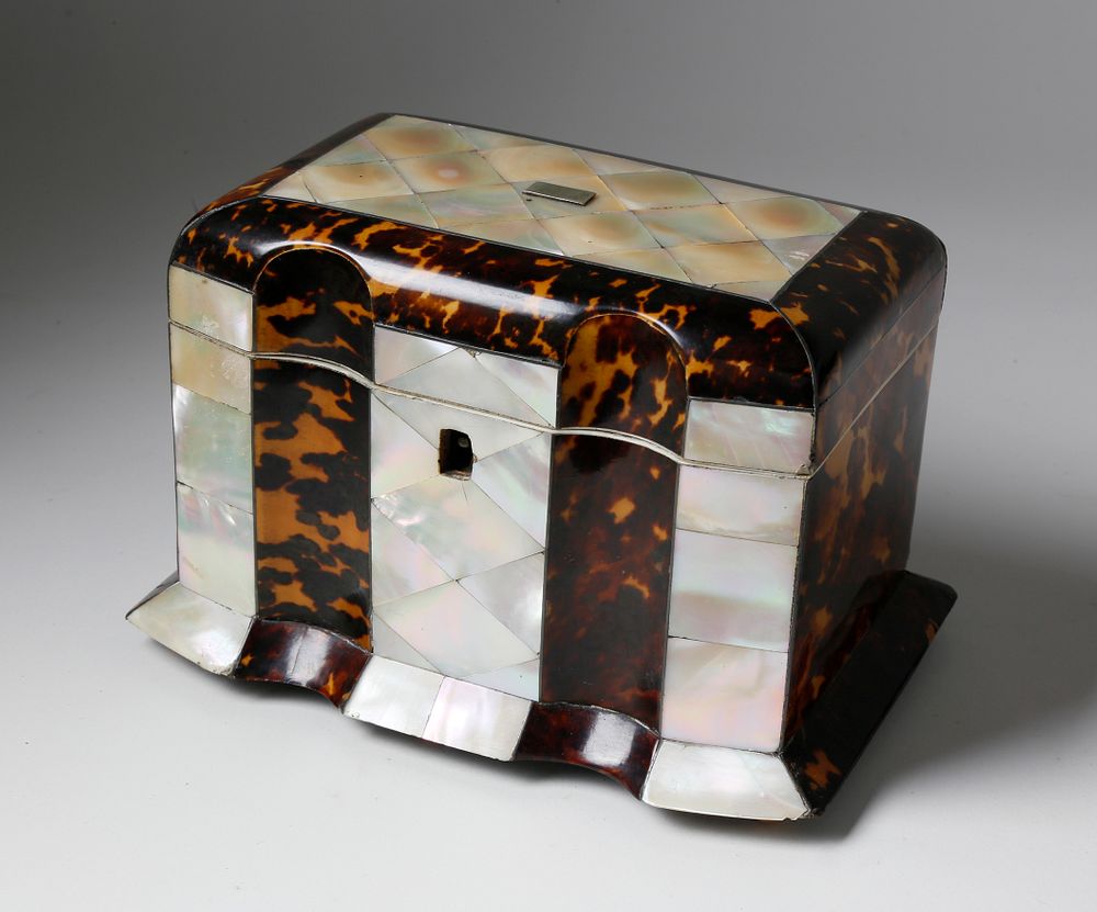 Appraisal: Mother of Pearl and Tortoiseshell Tea Caddy circa Mother of