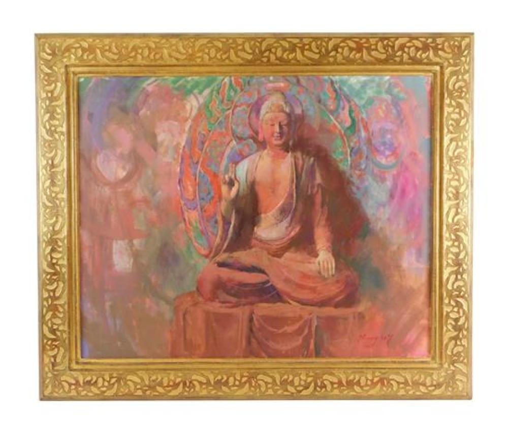 Appraisal: Hongnian Zhang Chinese b Buddha oil on canvas Buddha depicts