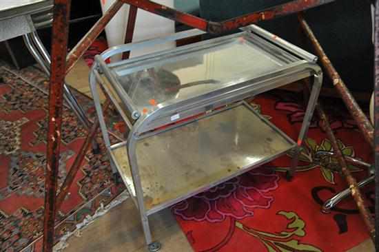 Appraisal: ART DECO METAL MIRRORED TROLLEY