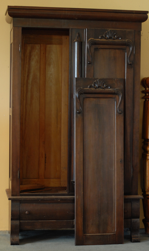 Appraisal: A th C Mahogany or Walnut Wardrobe having a flat