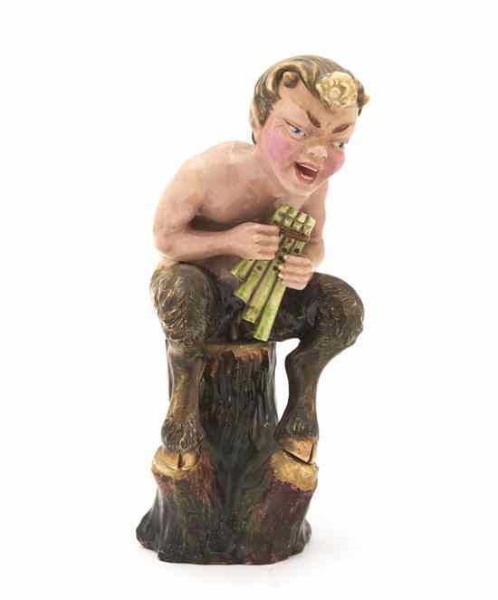 Appraisal: An American Ceramic Figure Jaro Koubok Indianapolis depicting Pan seated