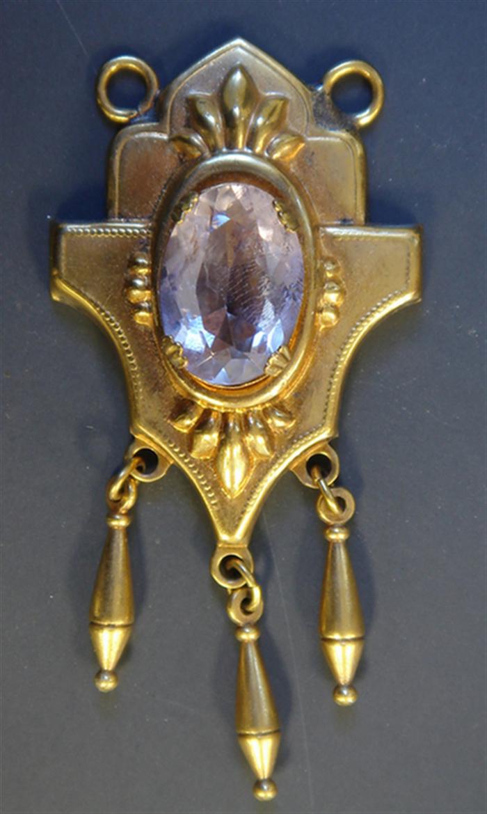 Appraisal: Gold-filled Amethyst Pendant Victorian style with center oval cut amethyst