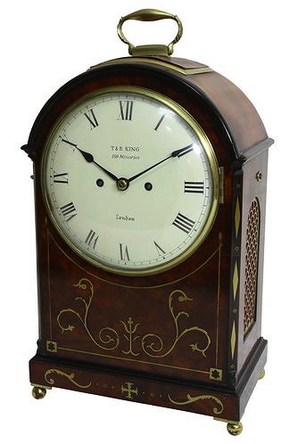 Appraisal: A Regency mahogany bracket clock inlaid brass scrolls with carrying