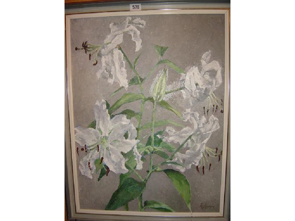 Appraisal: An oil painting on board Study of White Lilies by