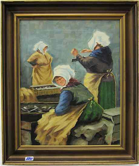 Appraisal: SOREN CHRISTIAN BJULF OIL ON CANVAS Denmark - Women cleaning