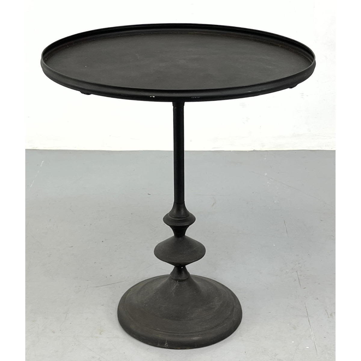 Appraisal: Round Metal Side Table Stand Giacometti style Sculptural Base Light