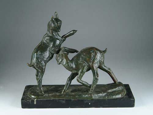 Appraisal: IRENEE ROCHARD French th Century PLAYFUL FAWNS Two small deer