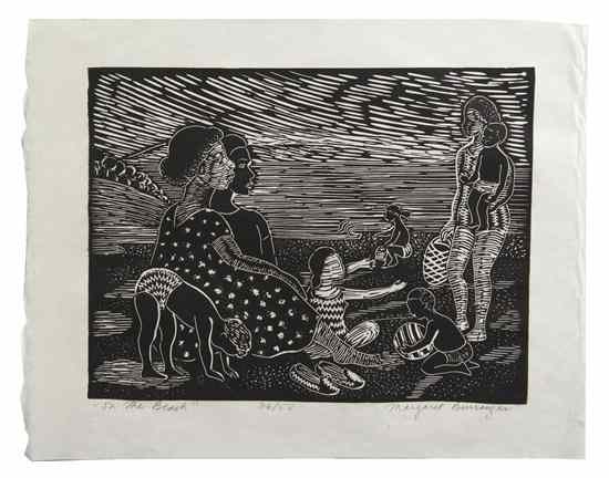 Appraisal: Margaret Taylor Goss Burroughs American - On the Beach linocut