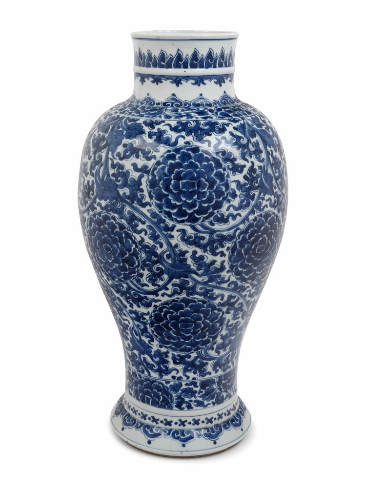 Appraisal: A Chinese Export Blue and White Porcelain Baluster Vase A