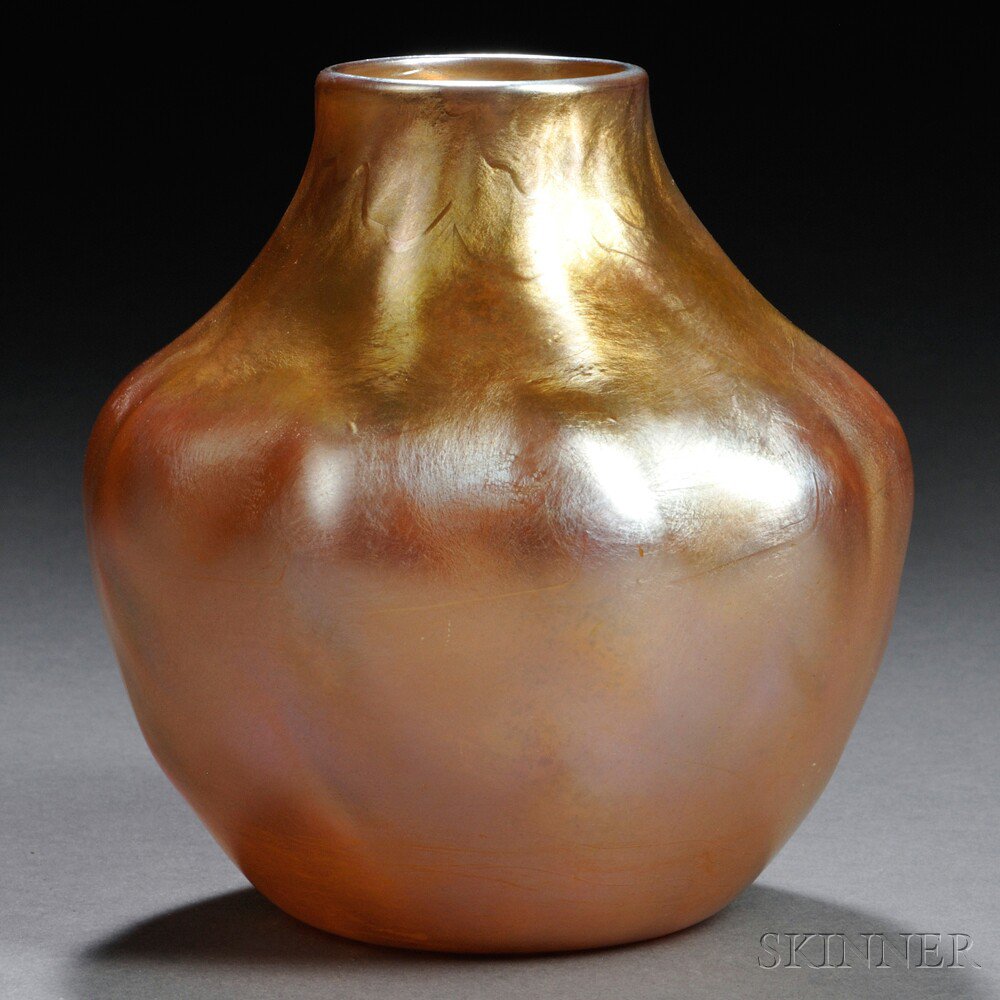 Appraisal: Tiffany Gold Favrile Vase Art glass New York c With