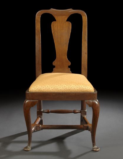 Appraisal: Queen Anne-Style Mahogany Sidechair mid- th century the shaped crest