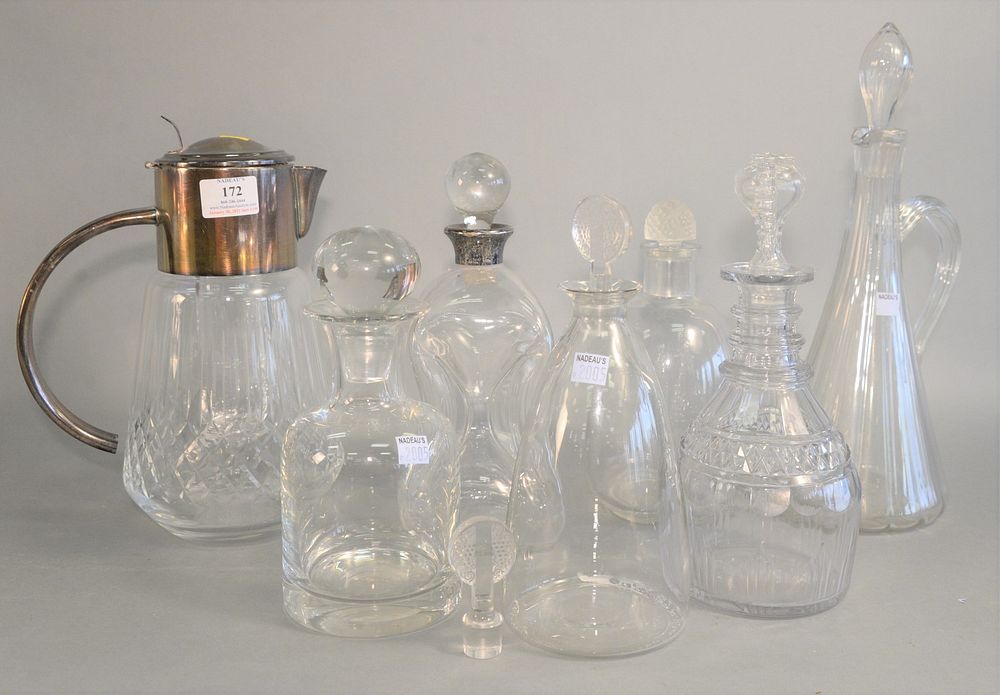 Appraisal: Eight Glass Decanters including two signed 'R Lalique' plus extra