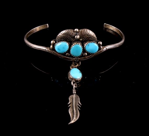 Appraisal: Navajo Sterling Silver Turquoise Bracelet Included in this lot we