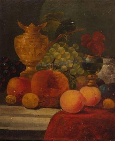 Appraisal: TH CENTURY SCHOOLStill life of fruit and chalice on a