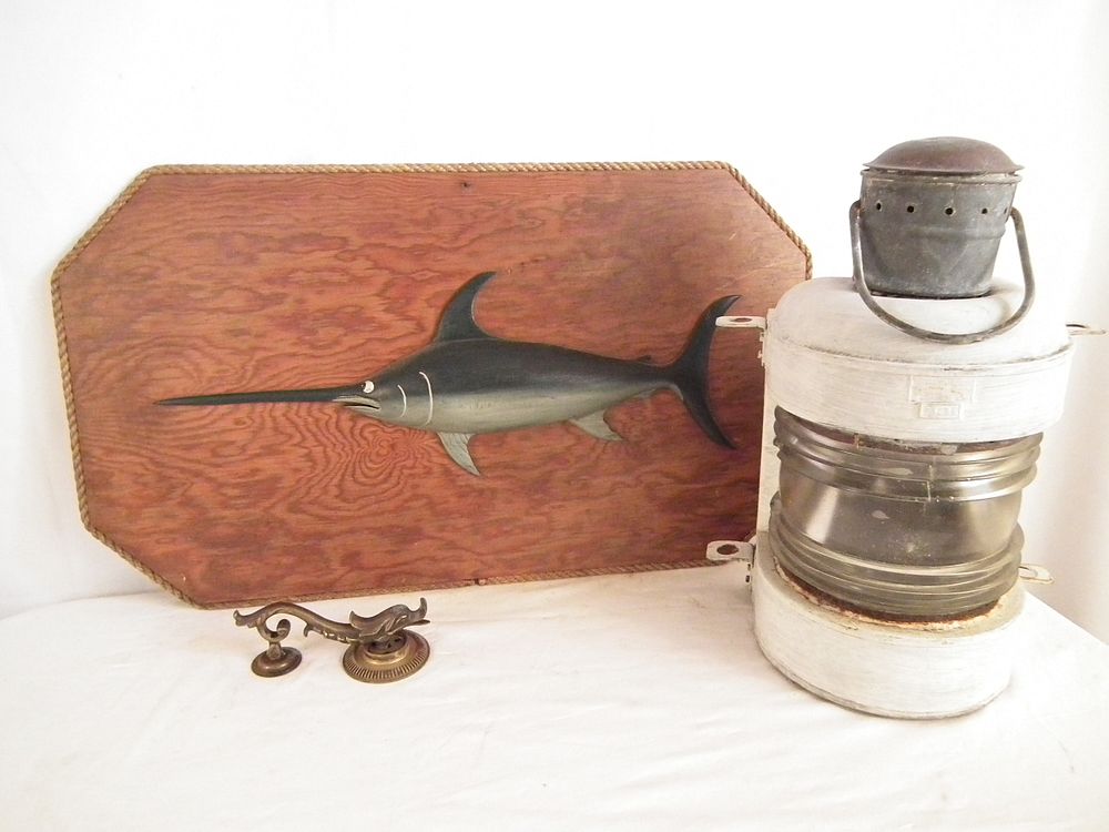 Appraisal: NAUTICAL ITEMS Lot of old nautical pieces in long oval