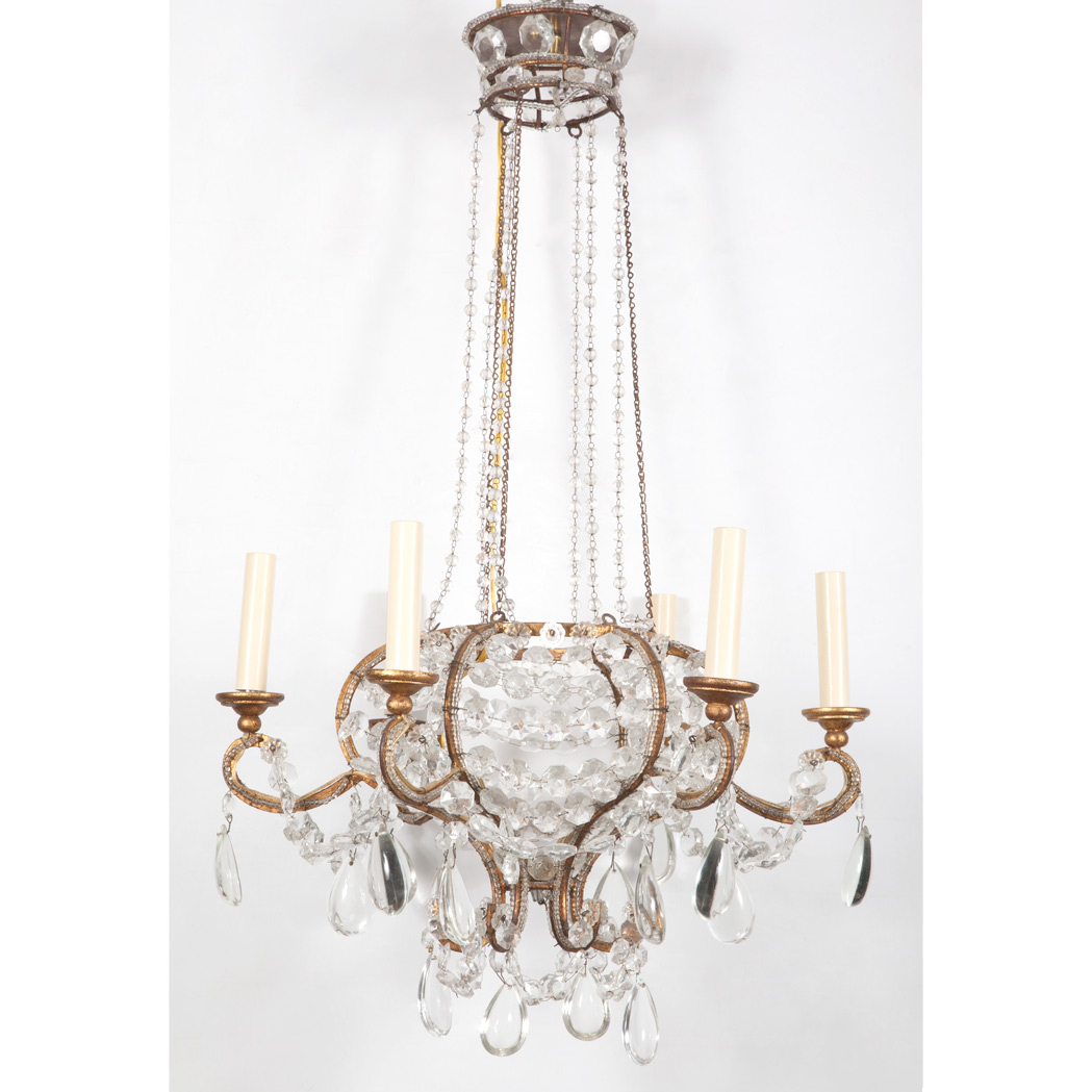 Appraisal: Louis XVI Style Beaded Glass Six-Light Chandelier Mid th century