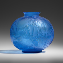 Appraisal: Ren Lalique POISSONS VASE France frosted and polished electric blue