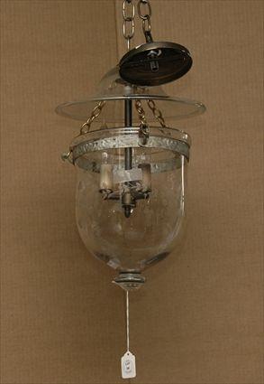 Appraisal: Etched Glass Hall Lantern