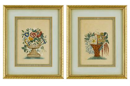 Appraisal: American School th century pair of floral arrangements Unsigned watercolor