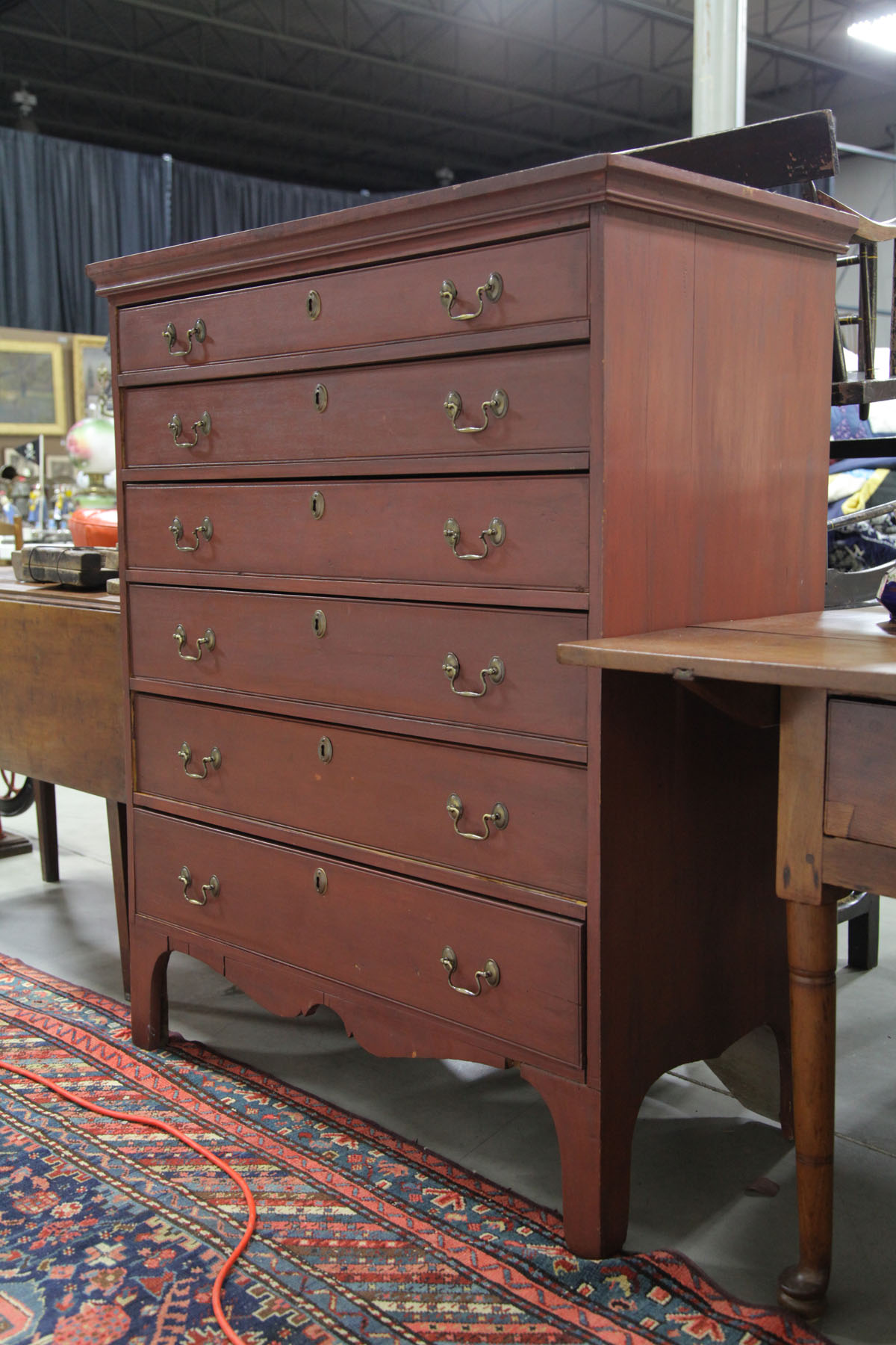 Appraisal: TALL CHEST OF DRAWERS American mid th century Red stained