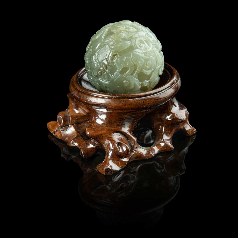 Appraisal: CELADON JADE 'BOYS AT PLAY' BALL MING DYNASTY OR LATER