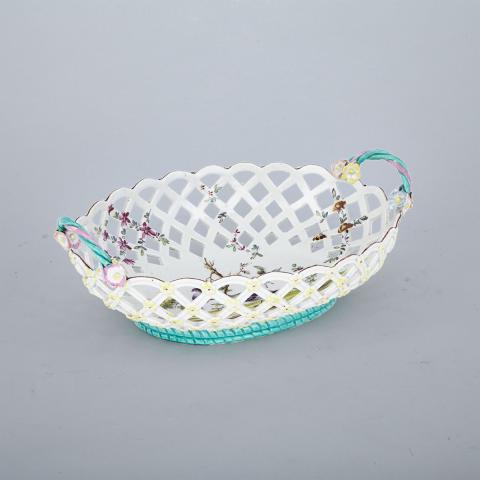 Appraisal: Derby Oval Basket c with pierced lattice sides applied with