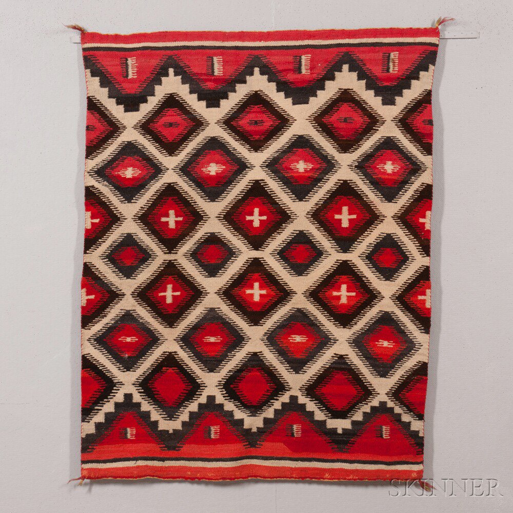 Appraisal: Navajo Rug woven with natural and synthetic dyed homespun wool