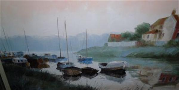 Appraisal: Anthony Warren The Harbour at Pill Oil on canvas Signed