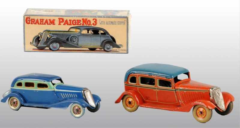 Appraisal: Lot of Pre-War Tin Automobile Wind-Up Toys Description Japanese s