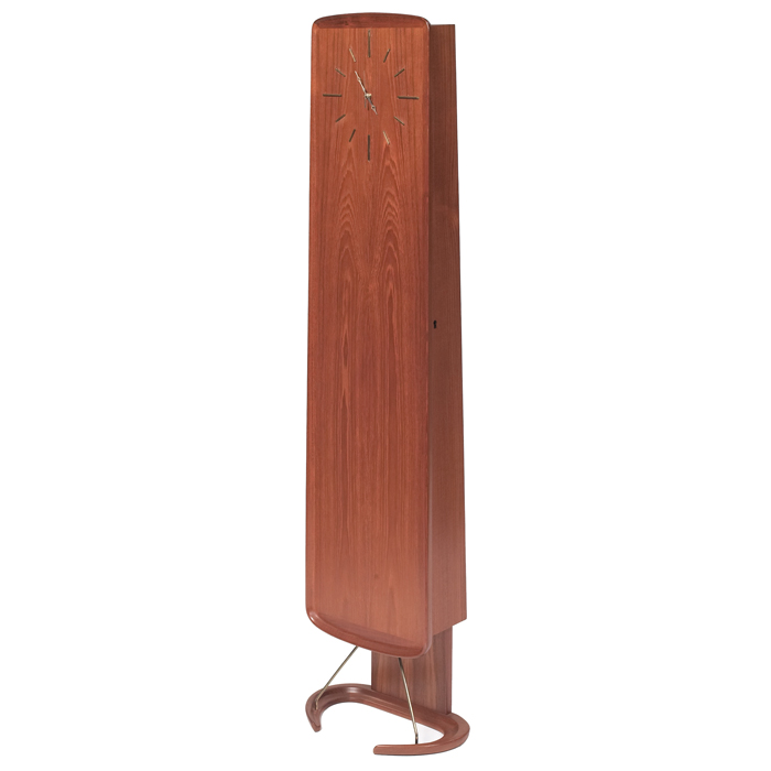 Appraisal: Hovmand-Olsen floor clock cabinet Denmark teak shallow cabinet with interior