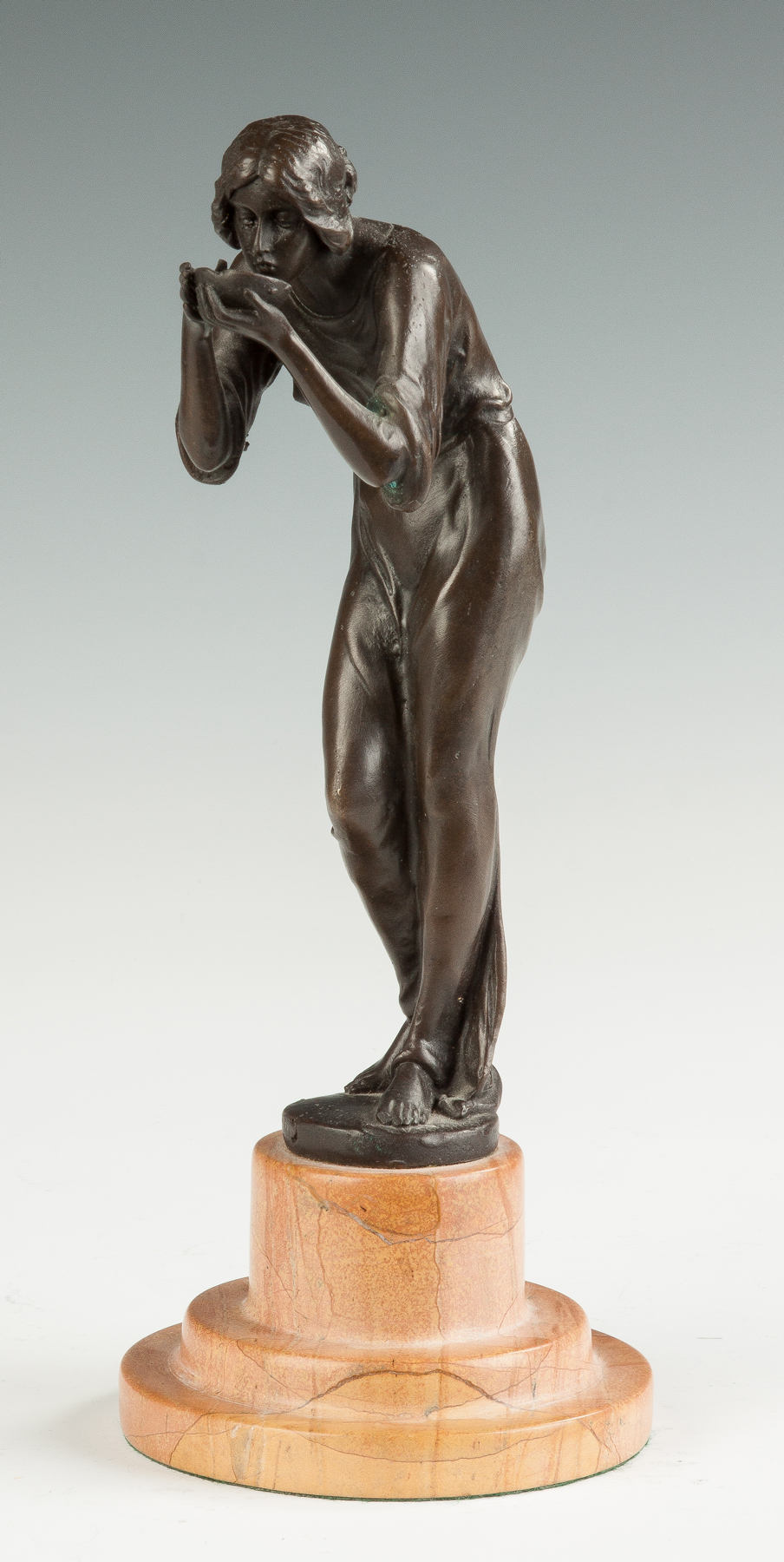 Appraisal: Art Nouveau Bronze Sculpture of a Lady with Cup Sgn