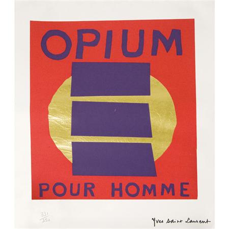 Appraisal: Yves Saint Laurent Numbered Print of a Collage for Opium