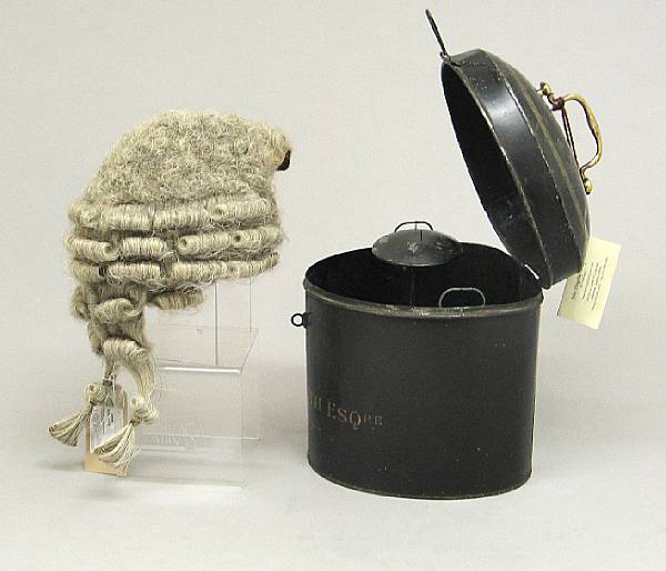 Appraisal: An English horsehair wig in t le box th century