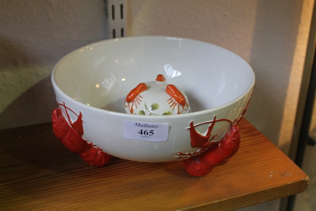 Appraisal: A LOBSTER BOWL with three lobster supports and a small