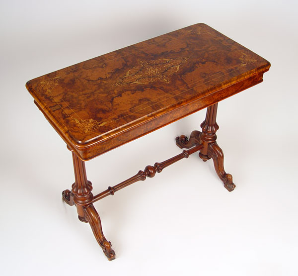 Appraisal: HIGH VICTORIAN BURLED GAME TABLE Herter Bros attribution Victorian period