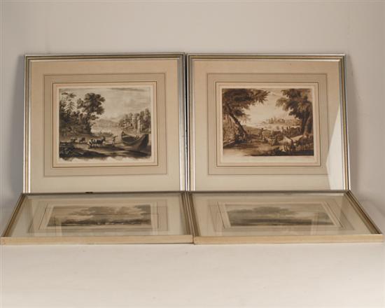 Appraisal: Claude Lorrain - French Four French Countryside Scenes sepia copper