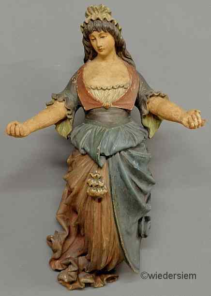 Appraisal: Small Continental carved figurehead-type carving of a female figure th