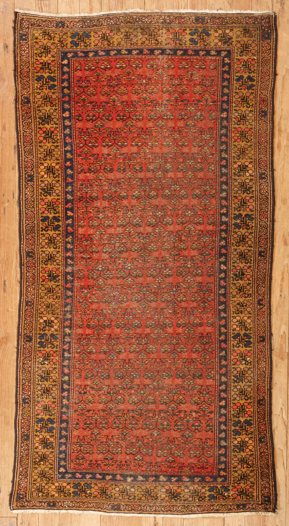 Appraisal: Antique Tribal Rug red ground repeating designs ft in x