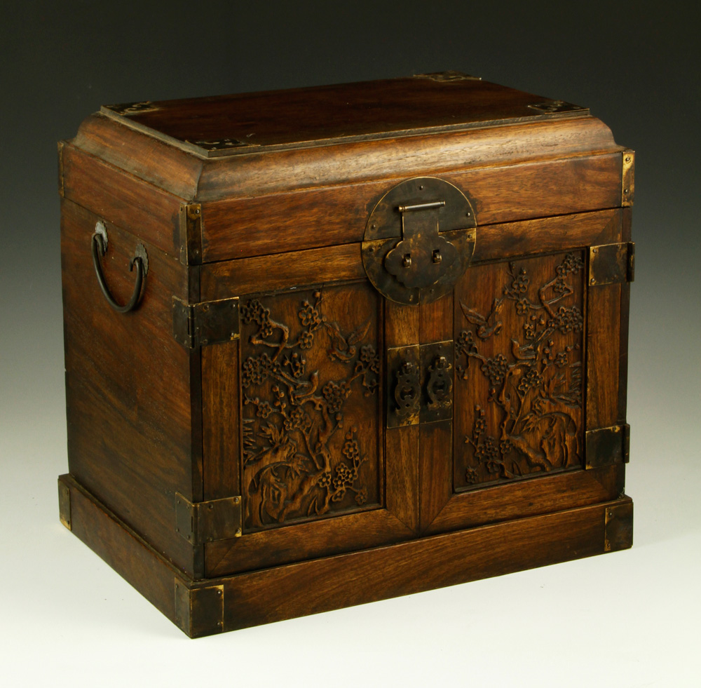 Appraisal: - Huanghuali Wood Chest Chinese chest huanghuali wood h x