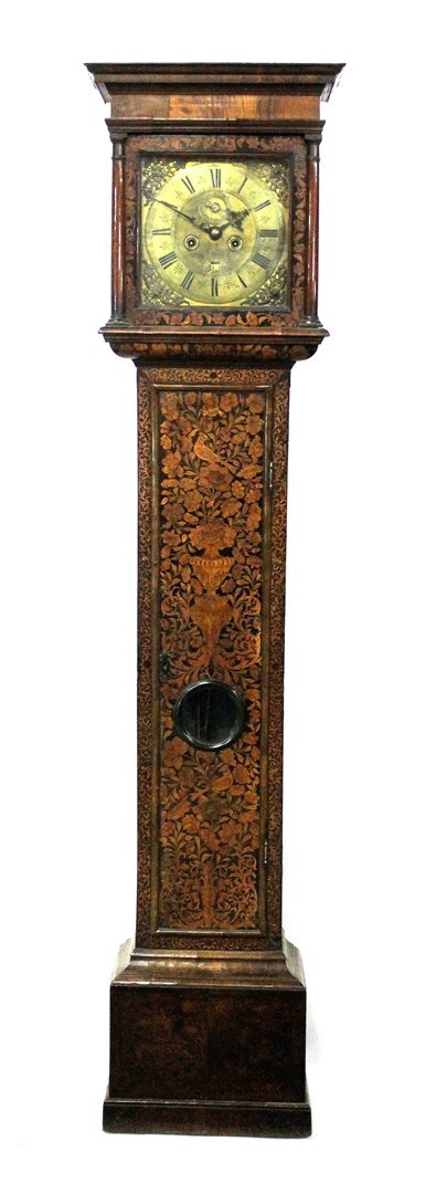 Appraisal: A William Mary walnut seaweed and floral marquetry inlaid eight