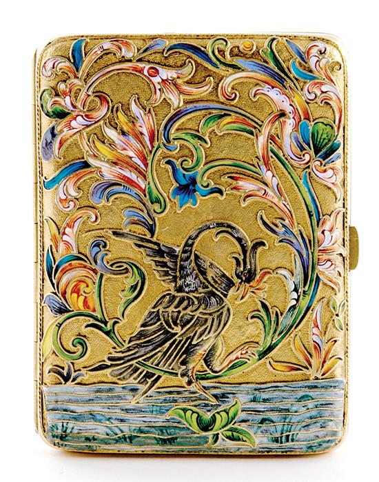 Appraisal: Russian silver-gilt and enamel cigarette case Moscow circa - hinged