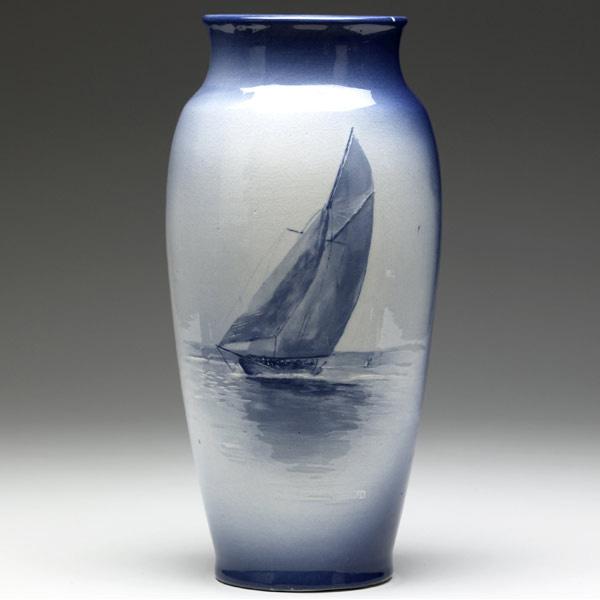 Appraisal: ROSEVILLE Azurean vase painted by Anthony Dunleavy with a large