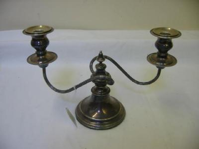 Appraisal: A CANDELABRUM the two lights with beaded edging on reeded