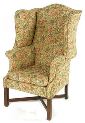 Appraisal: A George III wing armchair with later upholstery and a