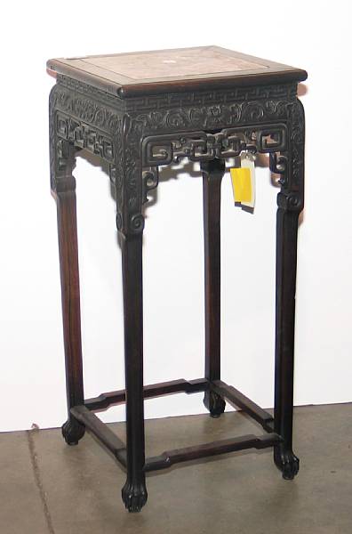 Appraisal: A Chinese carved wood incense stand Of square section the