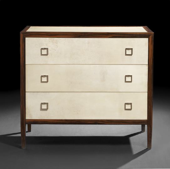 Appraisal: Art Deco-Style Rosewood and Faux-Vellum Chest the rectangular top with