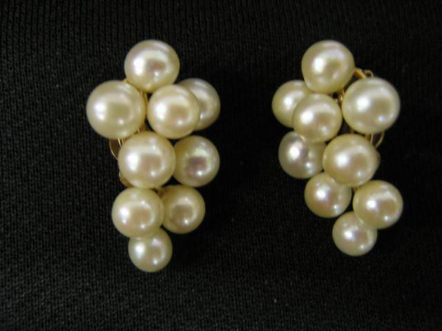 Appraisal: Pearl Earrings each with fine pearls in grape cluster style