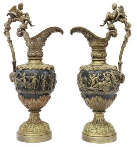 Appraisal: pair Renaissance Revival gilt and patinated bronze ewer-form garnitures each